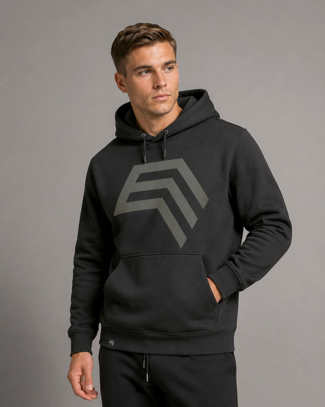 Essential Hoodie ― Herren Unisex COMPANIEER Logo Hoodie – Schwarz