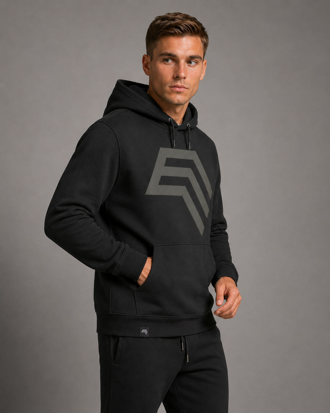Essential Hoodie ― Herren Unisex COMPANIEER Logo Hoodie – Schwarz