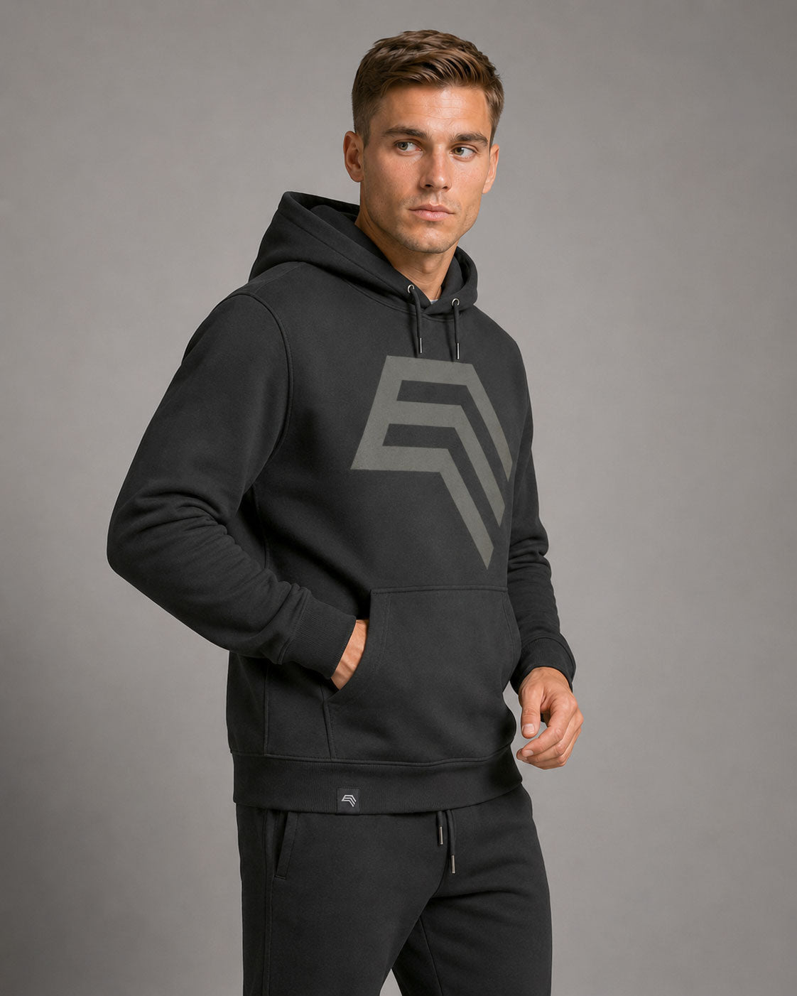 Essential Hoodie ― Herren Unisex COMPANIEER Logo Hoodie – Schwarz