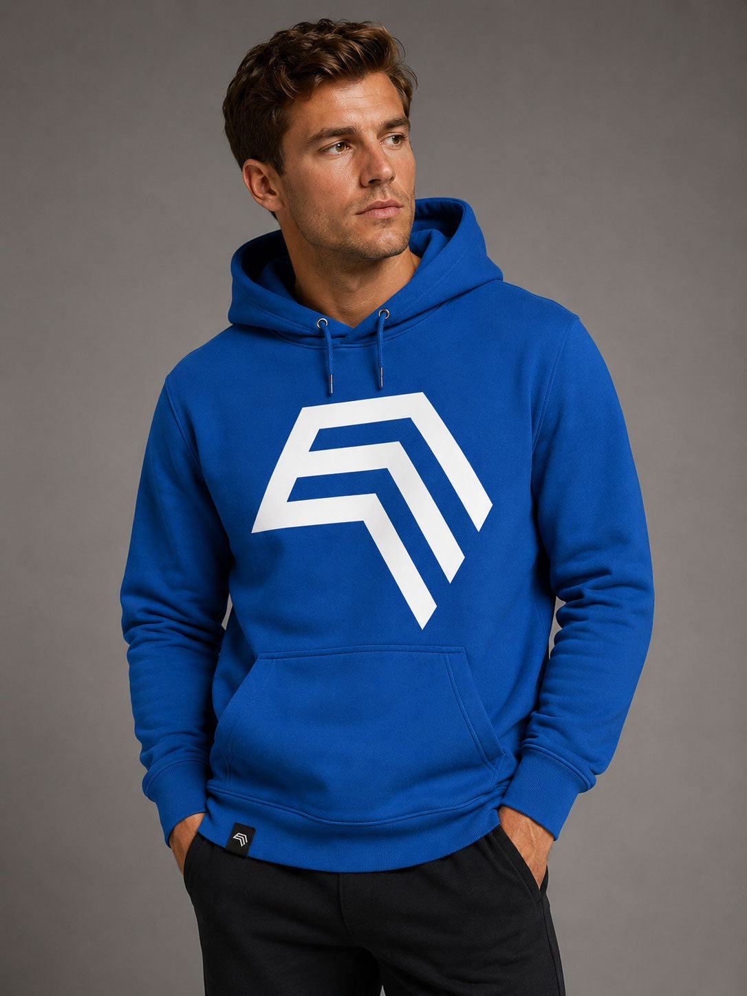 Essential Hoodie ― Herren Unisex COMPANIEER Logo Hoodie – Royal Blau