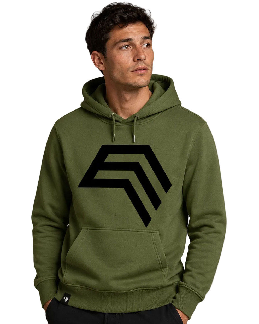 Essential Hoodie ― Herren Unisex COMPANIEER Logo Hoodie – Olivegrün