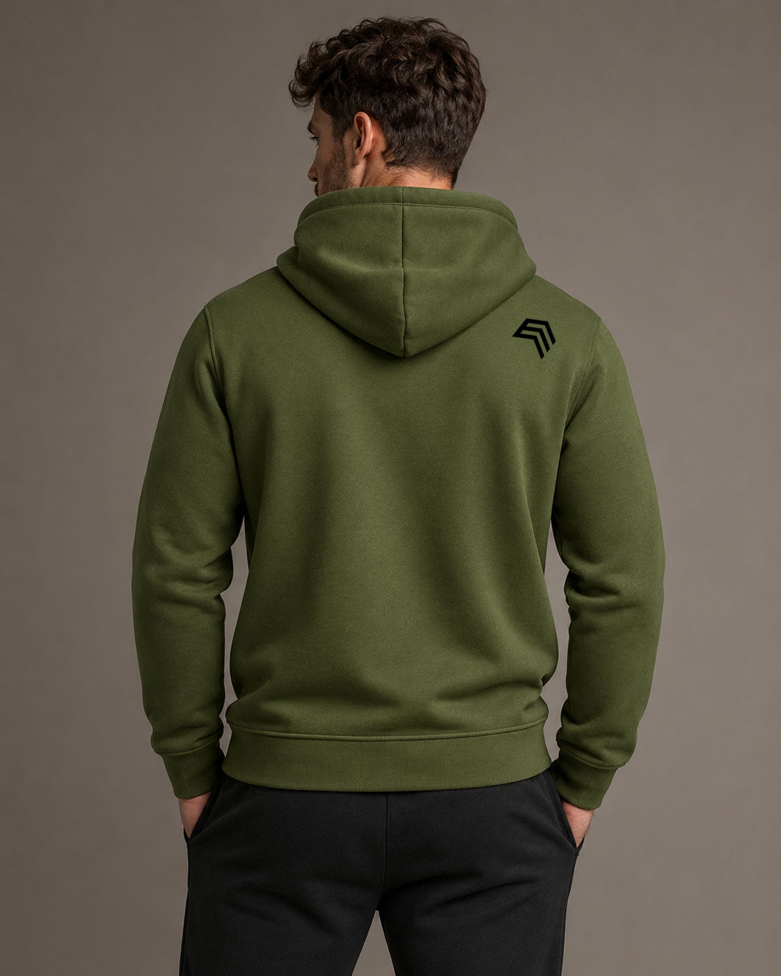Essential Hoodie ― Herren Unisex COMPANIEER Logo Hoodie – Olivegrün
