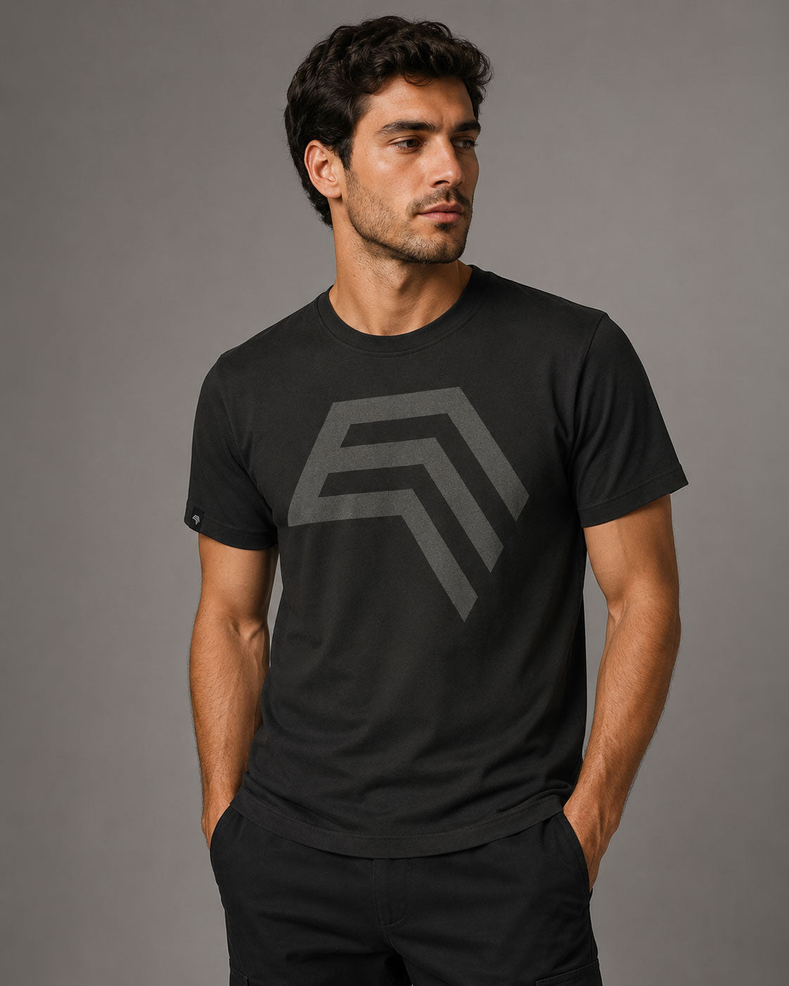 Essential Shirt ― Herren Unisex COMPANIEER Logo T-Shirt – Schwarz