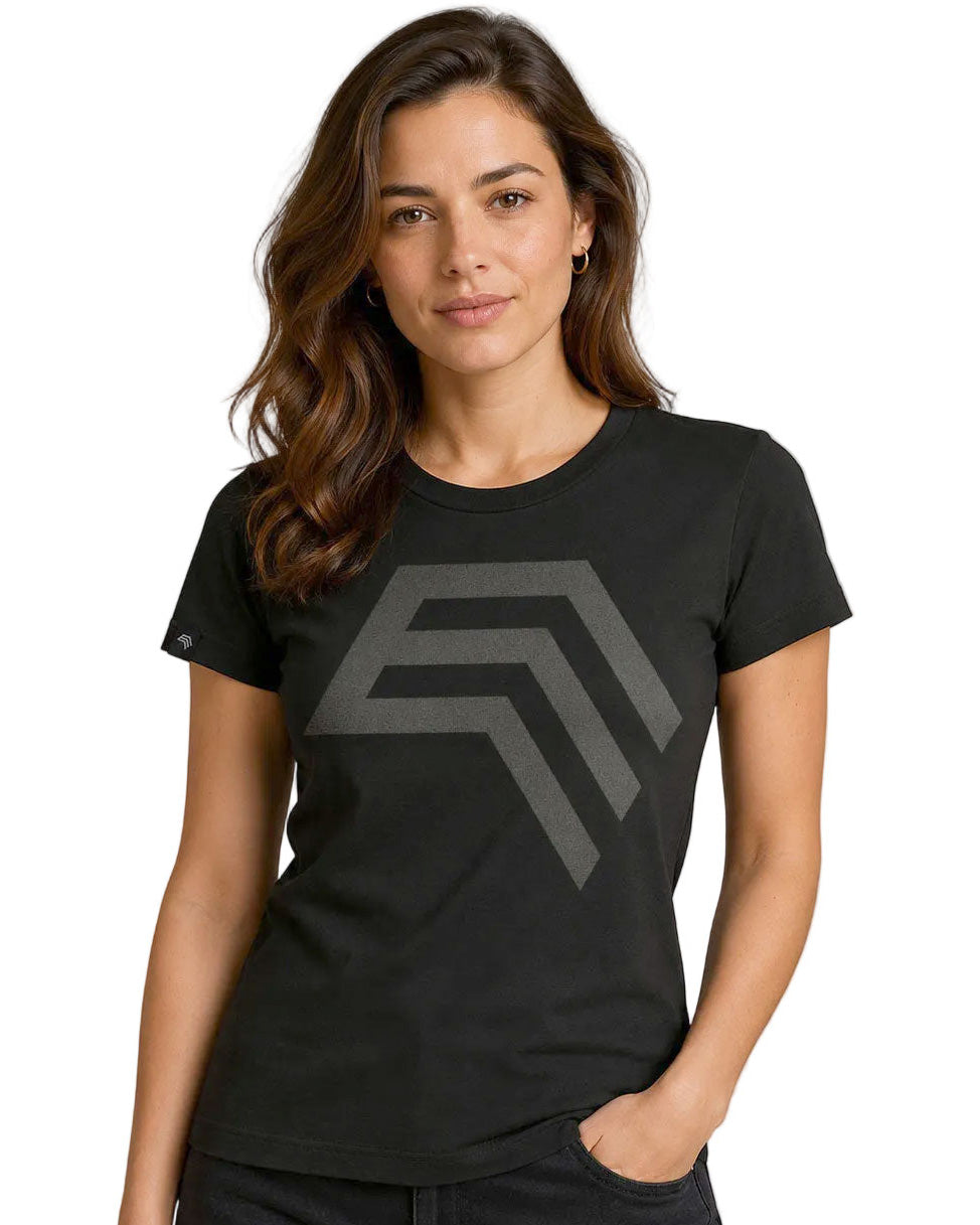 Essential Shirt ― Damen COMPANIEER Logo-T-Shirt – Schwarz