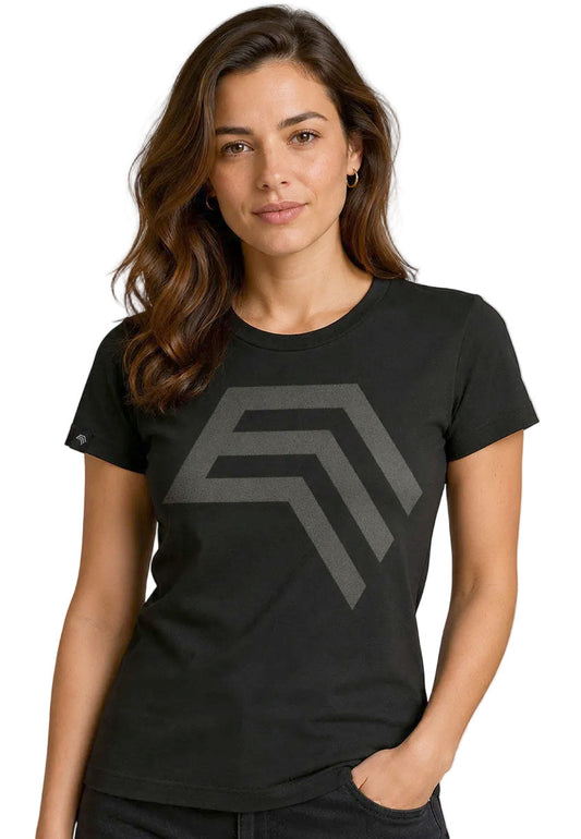 Essential Shirt ― Damen COMPANIEER Logo-T-Shirt – Schwarz