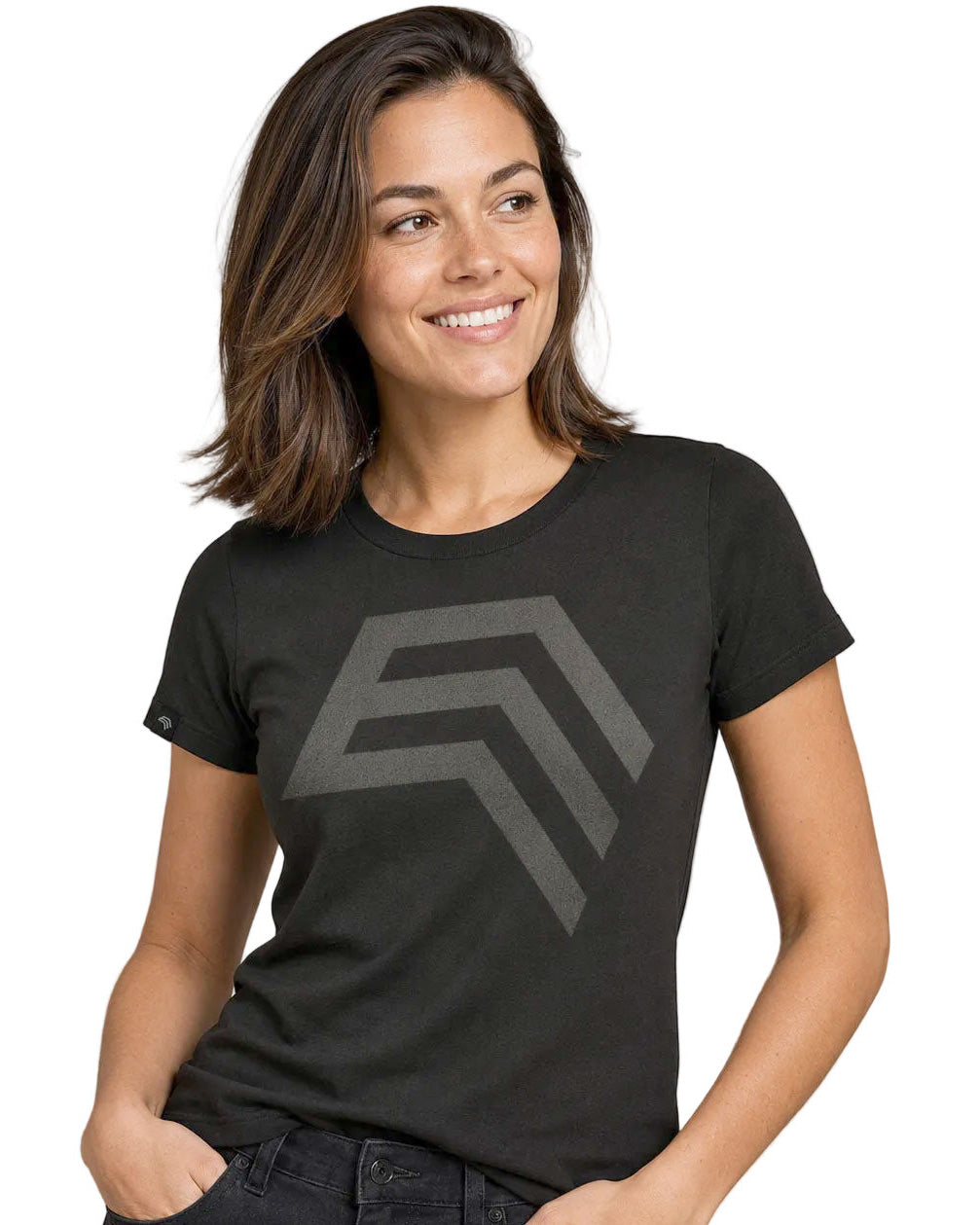 Essential Shirt ― Damen COMPANIEER Logo-T-Shirt – Schwarz