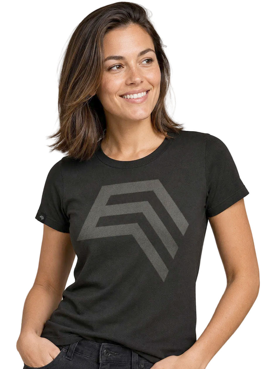 Essential Shirt ― Damen COMPANIEER Logo-T-Shirt – Schwarz