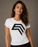 Essential Shirt ― Damen COMPANIEER Logo-T-Shirt – Weiß