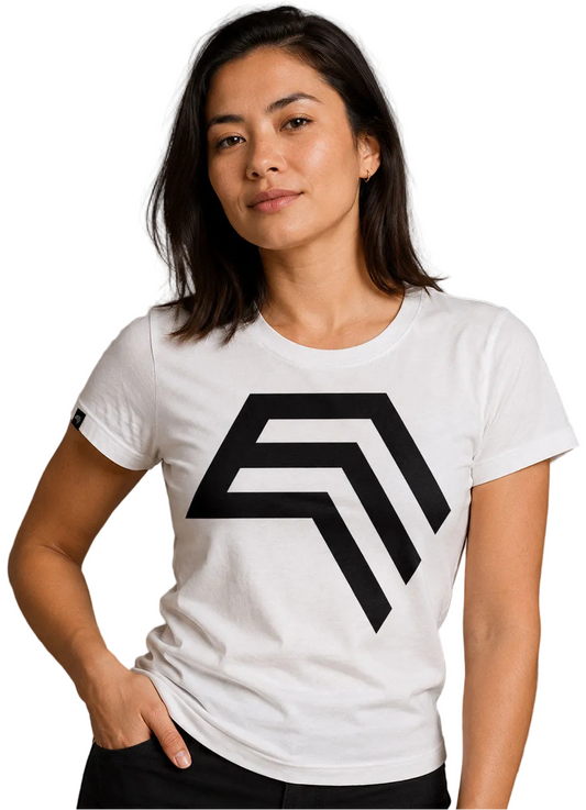 Essential Shirt ― Damen COMPANIEER Logo-T-Shirt – Weiß