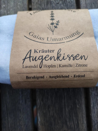 Handmade Kräuter-Augenkissen "Gaias Umarmung", Bezug Leinen, 100% Bio-Kräuter und Blüten