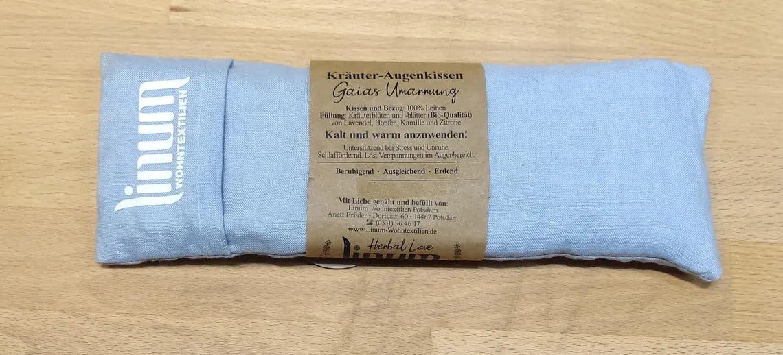 Handmade Kräuter-Augenkissen "Gaias Umarmung", Bezug Leinen, 100% Bio-Kräuter und Blüten