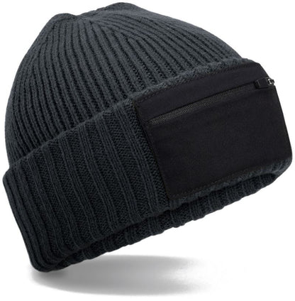 BFD 334R ― Eco Zip Patch Beanie - Anthrazit Grau