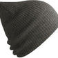 ALS 0122 ― Längere Beanie Strickmütze, teilw. recyceltes Polyester - Dark Grau Melange