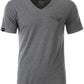 Auslaufartikel ― JAN 8004 ― Herren Bio-Baumwolle V-Neck T-Shirt mit Brusttasche - Heather Melange Grau