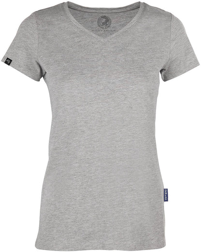 ― % ― RMH 0202/ ― Damen Luxury Bio-Baumwolle V-Neck T-Shirt - Heather Grau Melange [4XL]