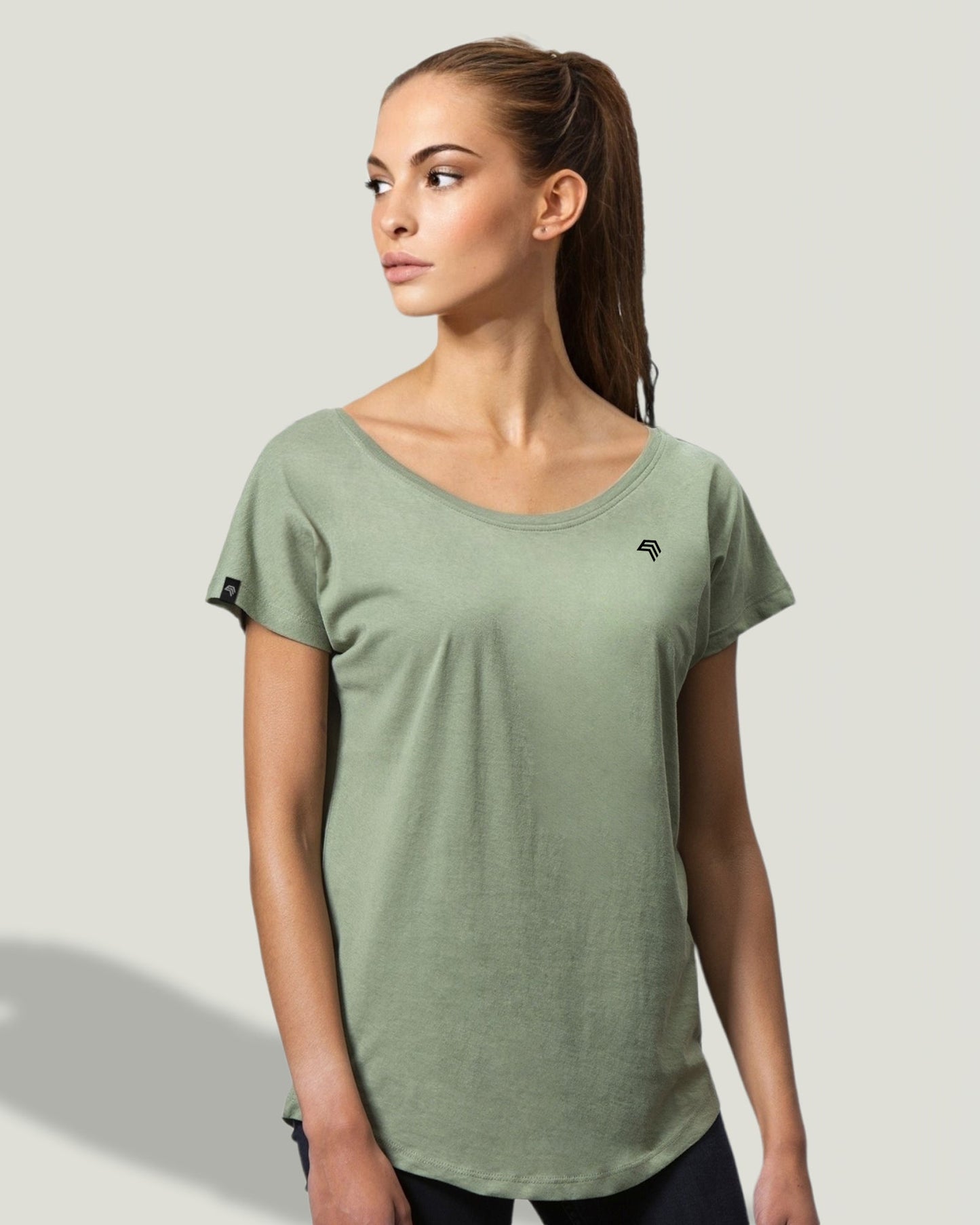 ― % ― MTS M091/ ― Damen Loose Fit T-Shirt Bio-Baumwolle - Soft Olive Grün [S / XL]