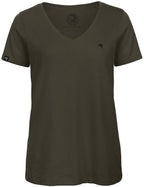 BAC TW045 ― Women's Organic Cotton V-Neck T-Shirt - Olive Green
