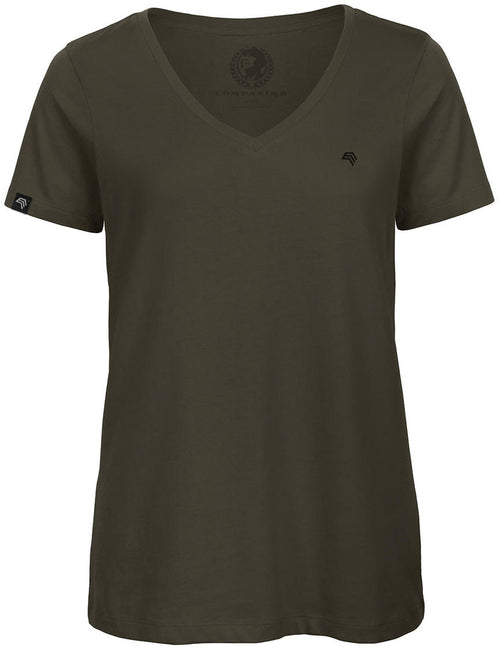 BAC TW045 ― Women's Organic Cotton V-Neck T-Shirt - Olive Green