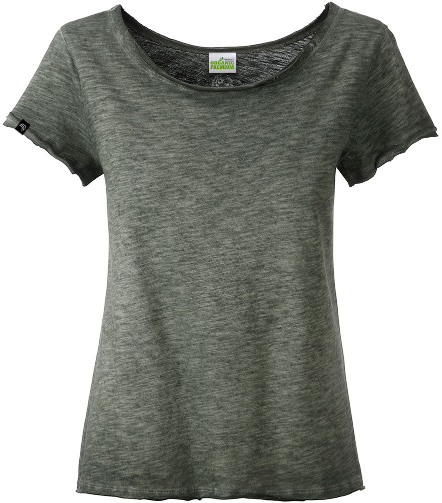 Auslaufartikel ― JAN 8015 ― Damen Bio-Baumwolle Flammgarn T-Shirt - Olive Grün