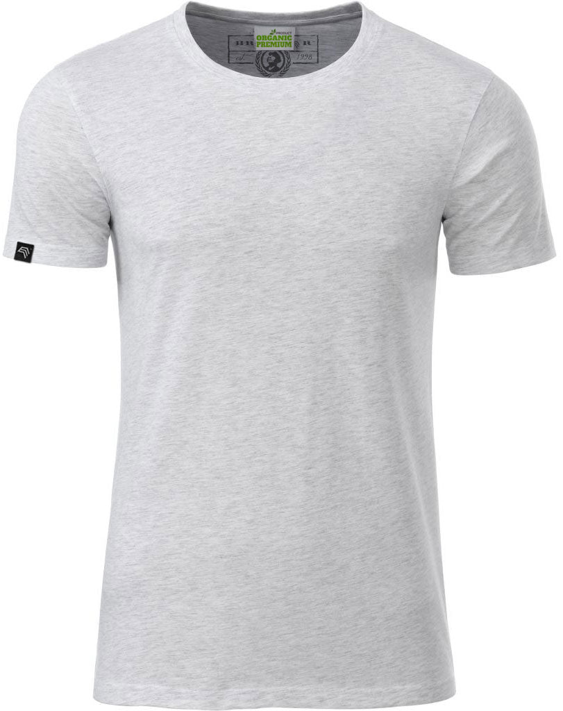 ― % ― JAN 8008/ ― Herren Bio-Baumwolle T-Shirt - Ash Grau  Melange / M