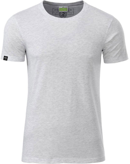 ― % ― JAN 8008/ ― Herren Bio-Baumwolle T-Shirt - Ash Grau  Melange [M]