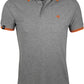 SLS 0577 ― Kontraststreifen Polo Shirt - Melange Grau / Orange