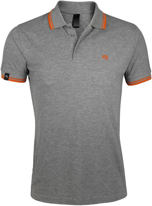 SLS 0577 ― Kontraststreifen Polo Shirt - Melange Grau / Orange