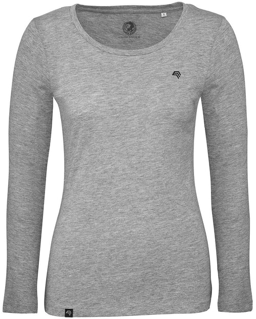 BAC TW071 ― Women's Organic Cotton Long Sleeve T-Shirt - Melange Heather Grey
