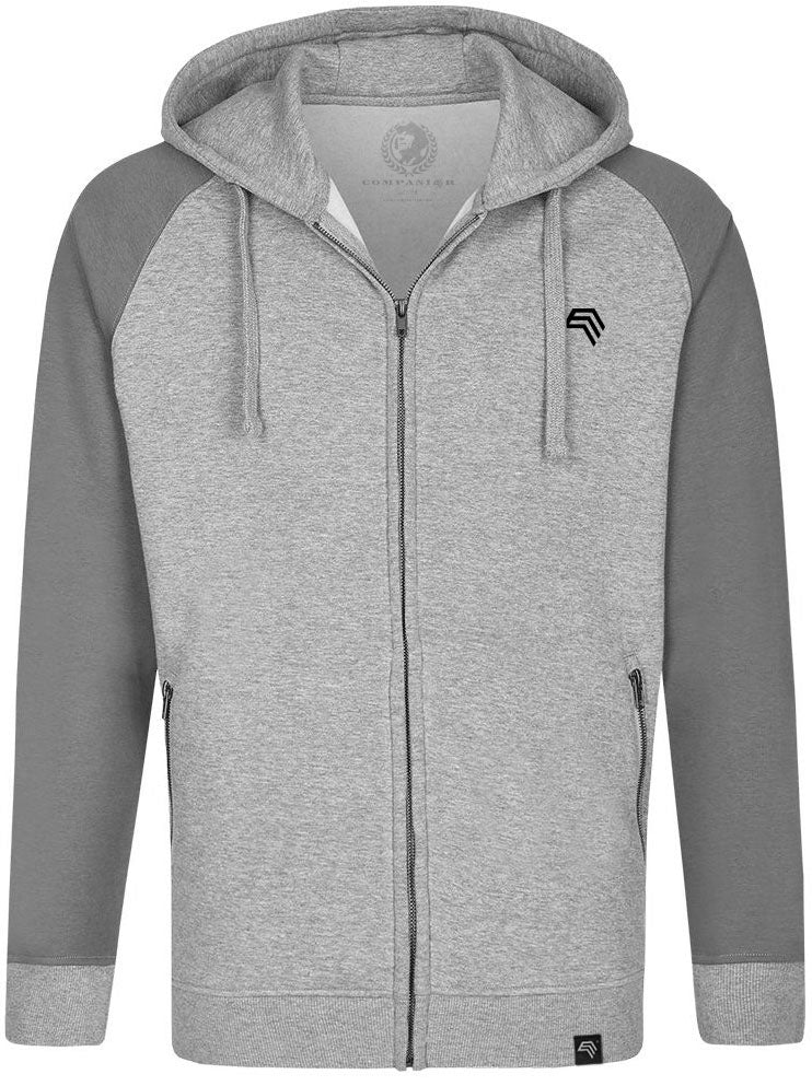 MMT 0710 ― Unisex Bi-Color Raglan Hooded Jacket - Melange Grey / Solid