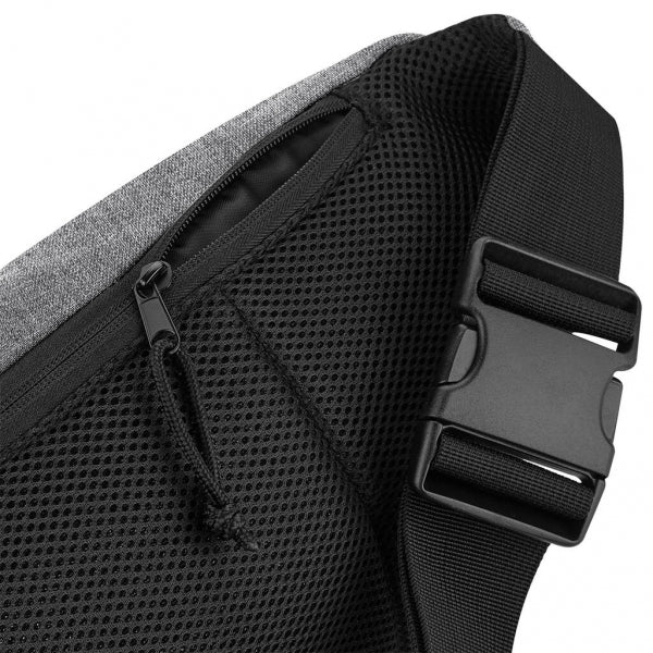 BGS 0143 ― Oversized Cross Body Shoulder Bag - Grey Melange / Schwarz