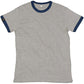 ― % ― MTS M175/ ― Peach Finish Retro Ringer Bio-Baumwolle T-Shirt - Gray Melange / Blau [M / L / XL]