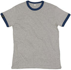 ― % ― MTS M175 ― Peach Finish Retro Ringer Bio-Baumwolle T-Shirt - Gray Melange / Blau / M / L
