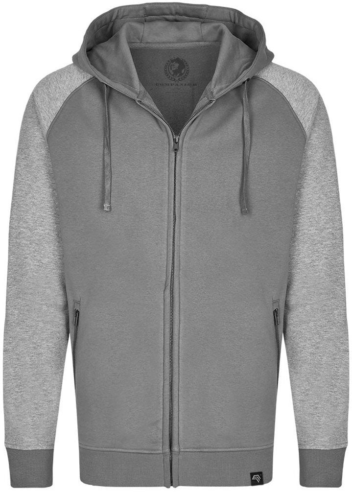 MMT 0710 ― Unisex Bi-Color Raglan Hooded Jacket - Solid Grey / Melange