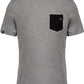 KRB K375 ― Herren Bio-Baumwolle T-Shirt mit Brusttasche - Grau Melange / Schwarz