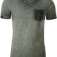 Auslaufartikel ― JAN 8016 ― Herren Bio-Baumwolle V-Neck Flammgarn T-Shirt - Olive Grün