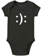 Happy? Or Sad? ― Baby Emoticon-Strampler mit Bio-Baumwolle – Schwarz