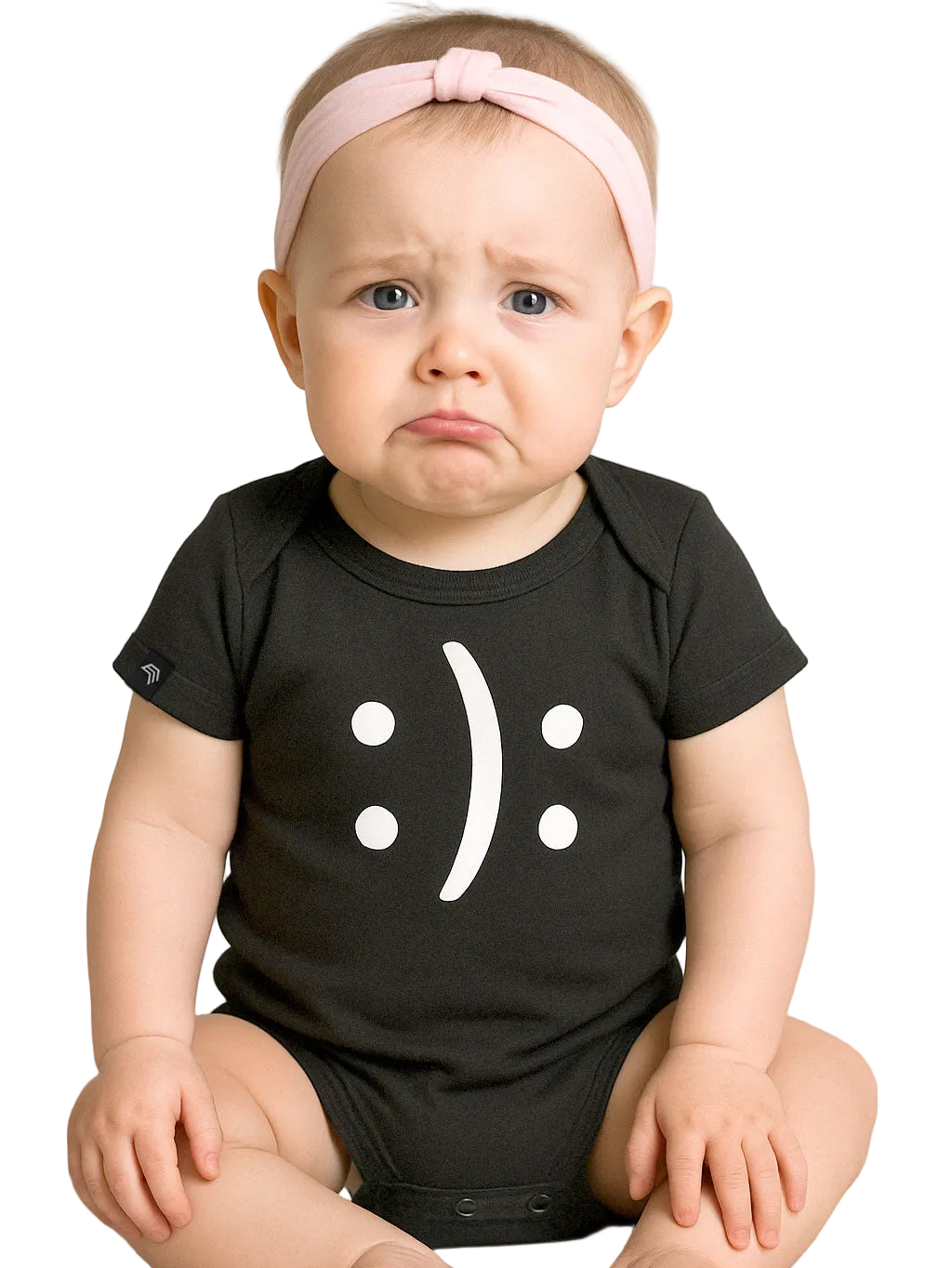 Happy? Or Sad? ― Baby Emoticon-Strampler mit Bio-Baumwolle – Schwarz