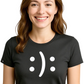 Happy? Or Sad? ― Damen Emoticon Girlie-T-Shirt – Schwarz