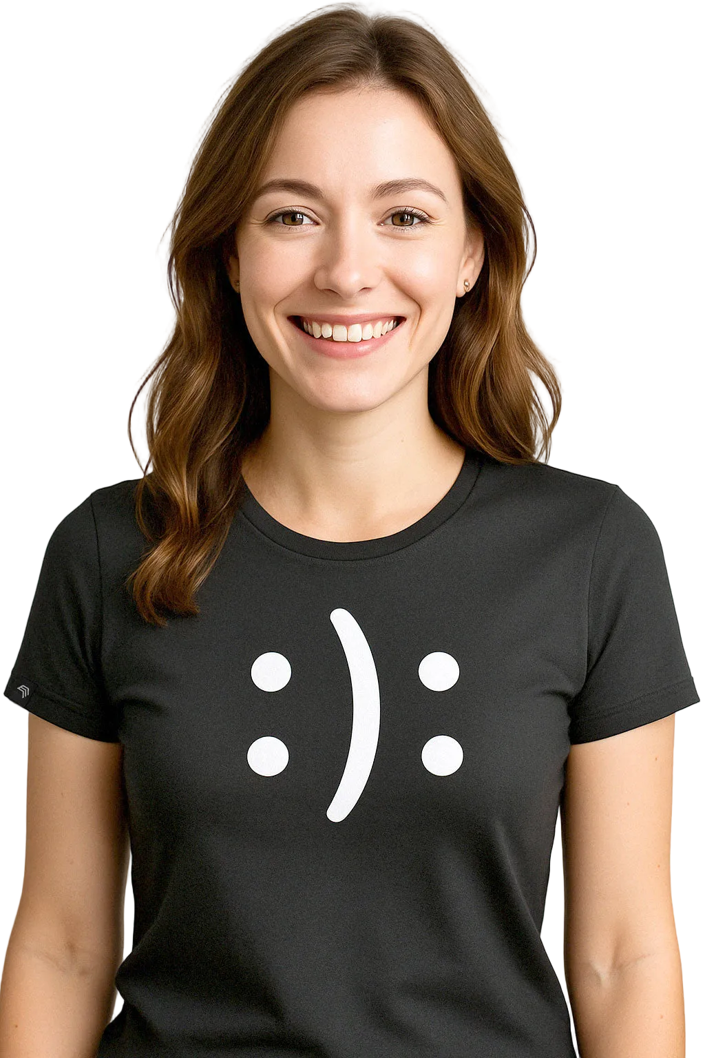 Happy? Or Sad? ― Ladies Emoticon Girlie T-Shirt - Black