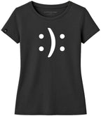 Happy? Or Sad? ― Ladies Emoticon Girlie T-Shirt - Black