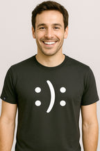 Happy? Or Sad? ― Men's Emoticon Statement T-Shirt – Black