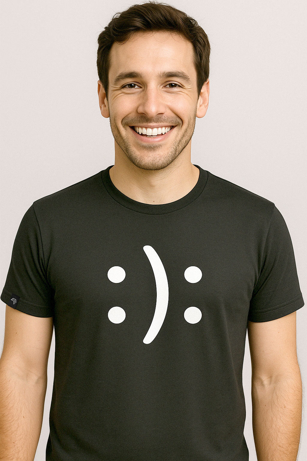 ― % ― Happy? Or Sad? ― GESCHENK SET ― Unisex Mens T-Shirt + Bag + Buttons + Stickers + Karton
