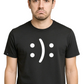 Happy? Or Sad? ― Herren Emoticon Statement T-Shirt – Schwarz