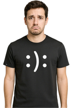 Happy? Or Sad? ― Men's Emoticon Statement T-Shirt – Black