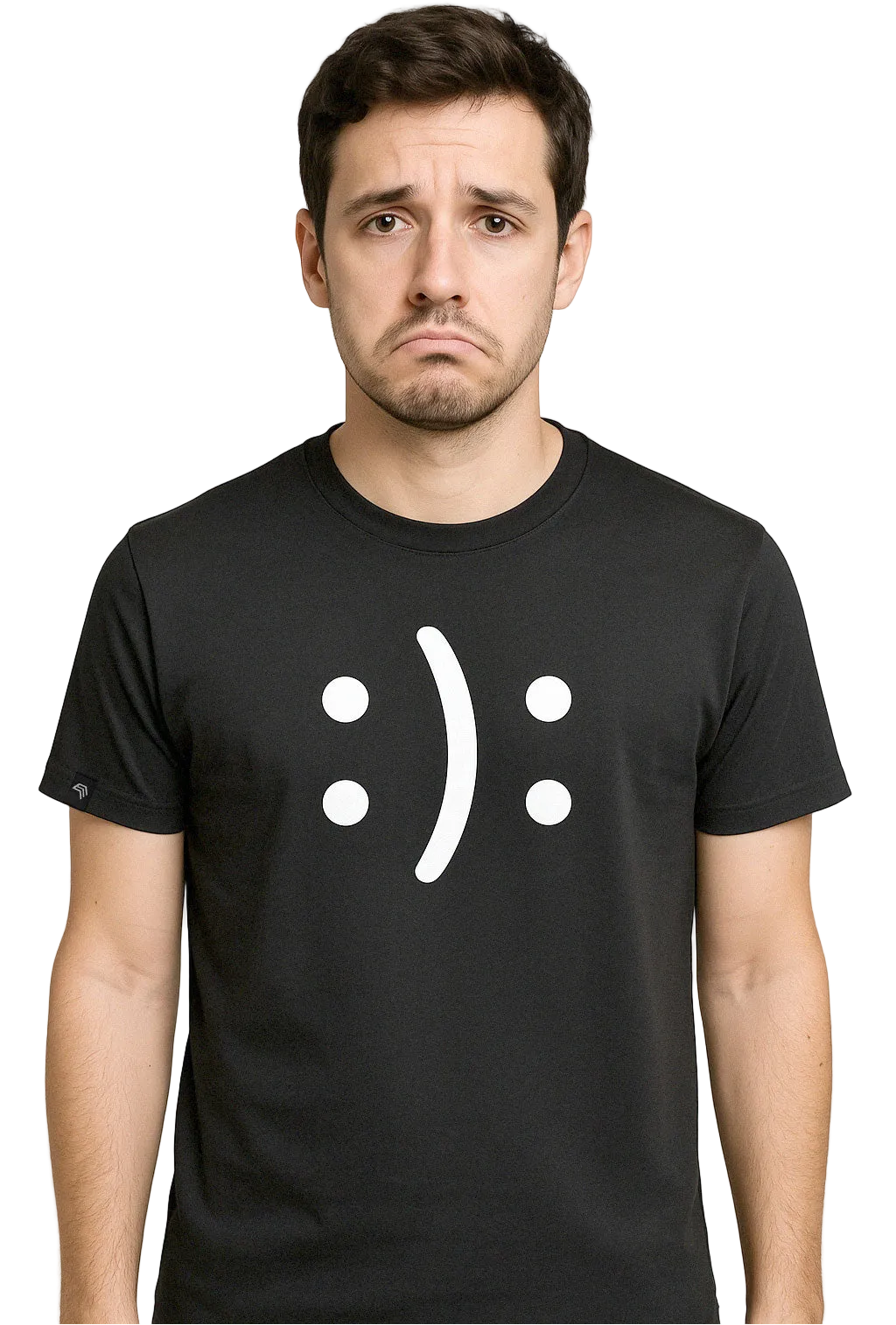 Happy? Or Sad? ― Men's Emoticon Statement T-Shirt – Black