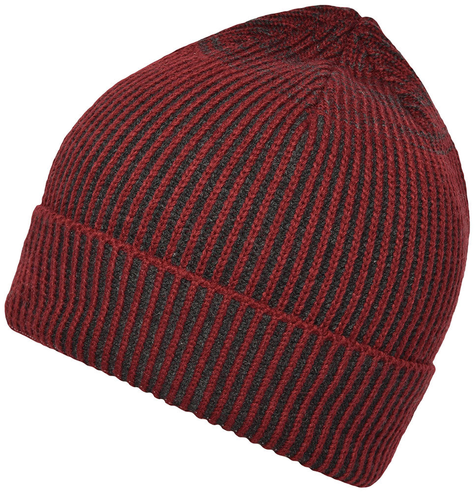 MBH 7988/13X ― Ripp-Mütze in 2-Farben-Optik - Rot