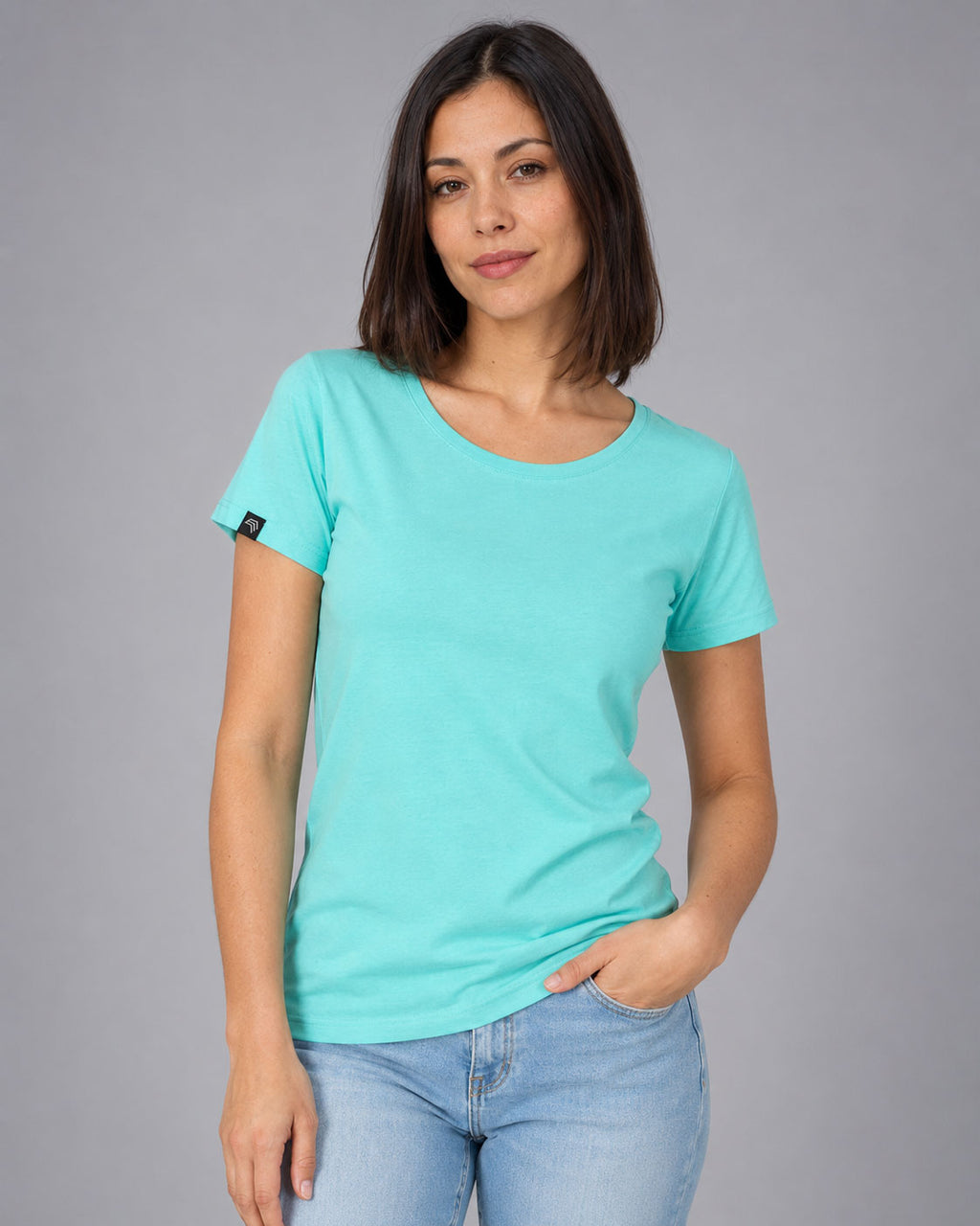 JAN 8007 ― Tailliertes Damen T-Shirt aus Bio-Baumwolle – Mint / Türkis