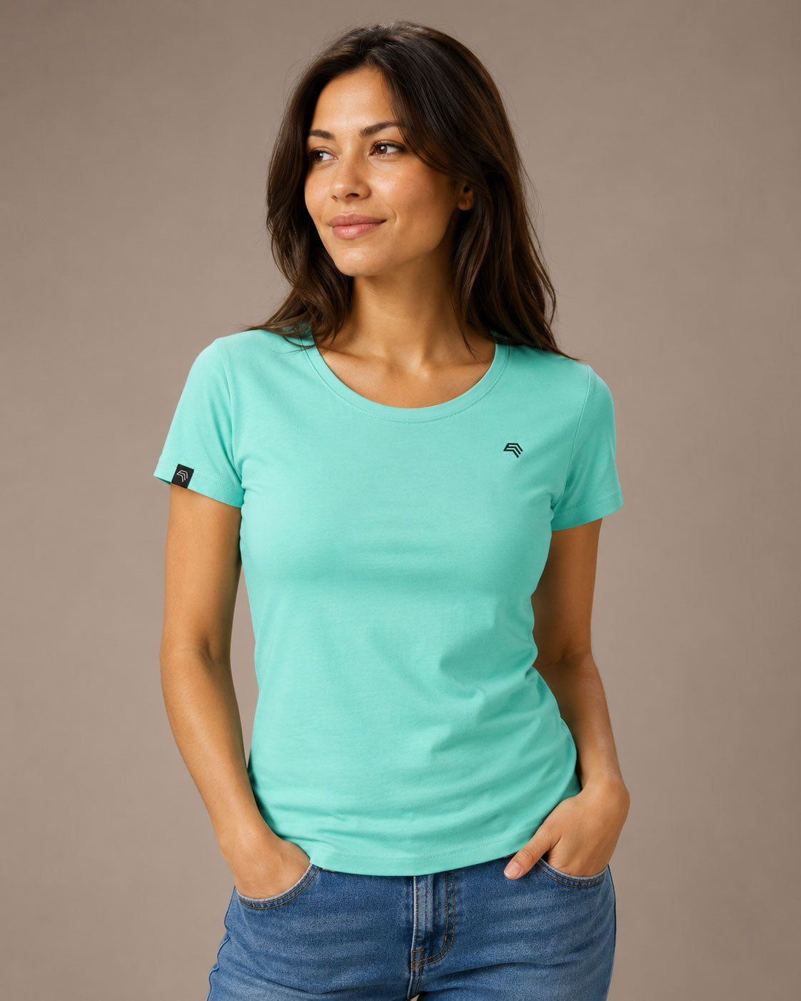 JAN 8007 ― Tailliertes Damen T-Shirt aus Bio-Baumwolle – Mint / Türkis