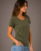 JAN 8007 – Fitted Women's T-Shirt Made of Organic Cotton – Olive Green