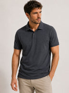 JAN 8010 ― Men's Polo Shirt with Organic Cotton - Heather Black Grey Mélange